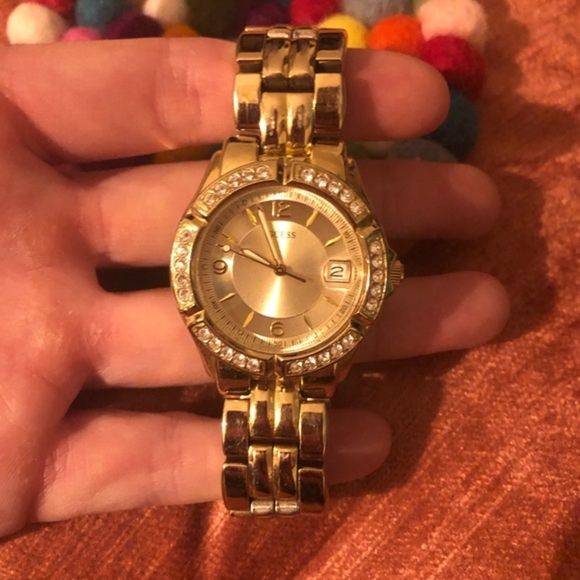 Guess Accessories - Guess Gold Faux Diamond Rhinestone Watch EUC